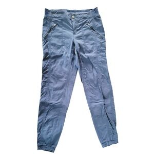 Athleta 4T Women's Trekkie Slate Blue Jogger Pants‎ Zip Pckts Elastic Ankle